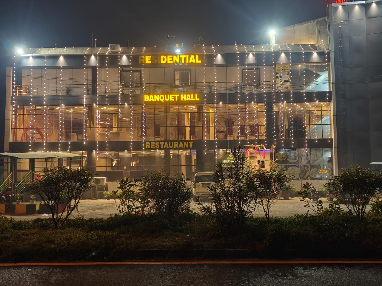Property exterior at night